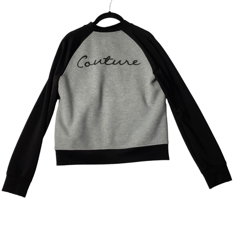 Juicy Couture Bomber Track Jacket‎ Women Size Large Black Gray Cotton Blend
